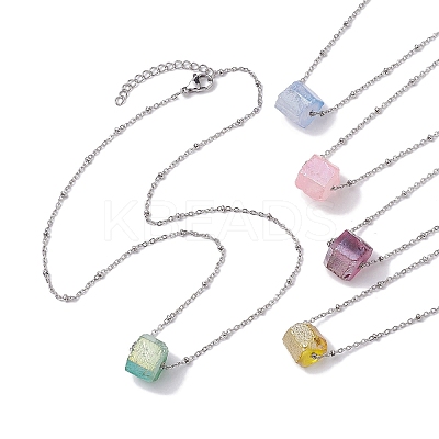Electroplated Natural Quartz Beads Charm Necklaces NJEW-JN04789-1