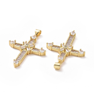 Brass Cubic Zirconia Pendants ZIRC-I062-04G-1