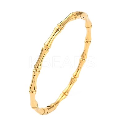 Ion Plating(IP) 304 Stainless Steel Bamboo Hinged Bangle for Women LS-BJEW-D055-04G-1