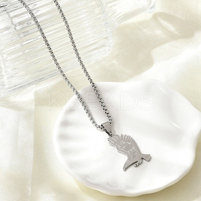 201 Stainless Steel Eagle Pendant Necklaces NJEW-H055-06P-1