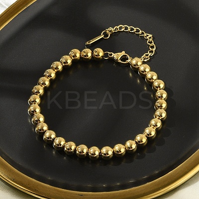 304 Stainless Steel Beaded Bracelets for Women BJEW-P348-01D-G-1
