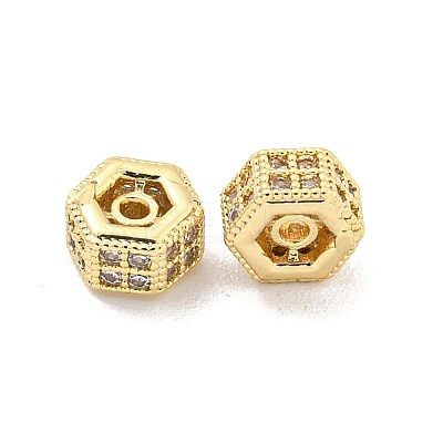Brass Micro Pave CLear Cubic Zirconia Beads KK-Z044-07G-1