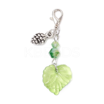 3Pcs Acrylic Leaf Pendant Decorations HJEW-JM04284-1
