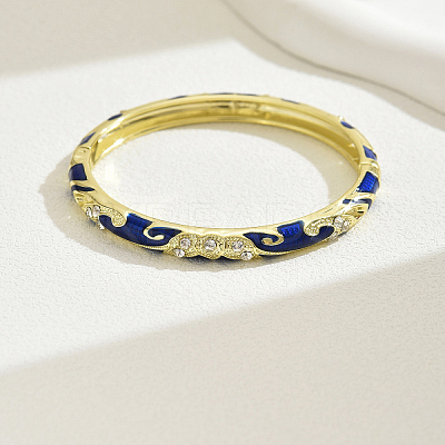 Fashionable Casual Retro Alloy Rhinestone Bangles with Enamel for Women QT6970-3-1