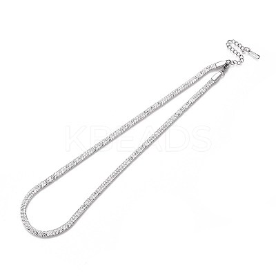 4MM 304 Stainless Steel Herringbone Chains Necklaces NJEW-N058-02P-1