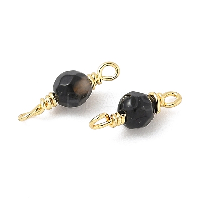 Dyed Natural Agate Faceted Round Connector Charms KK-C097-06G-05-1