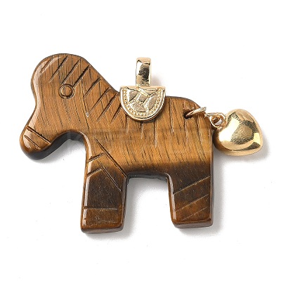 Natural Tiger Eye Carved Pendants G-C274-02J-1