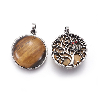 Natural Tiger Eye Pendants G-I214-E02-1