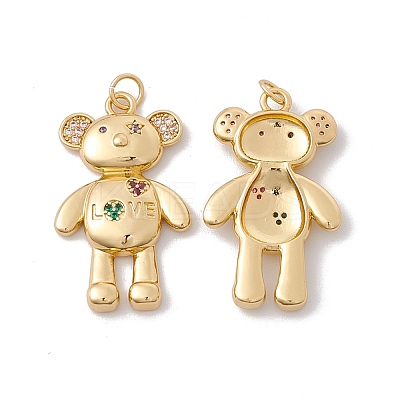 Rack Plating Brass Micro Pave Colorful Cubic Zirconia Pendants ZIRC-C040-23G-1