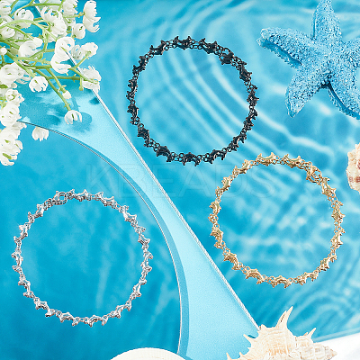6Pcs 3 Color 304 Stainless Steel Dolphin Link Bracelets Set for Women BJEW-UN0001-23-1