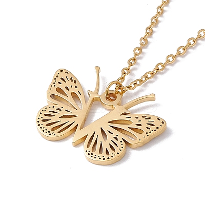 Initial Letter with Butterfly Pendant Necklace LS-NJEW-C026-01G-V-1