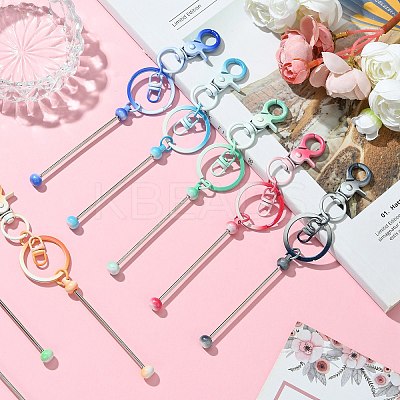 11Pcs 11 Colors Gradient Color Alloy Beadable Bar Keychain for DIY Crafts Jewelry Making KEYC-CJ0001-10-1