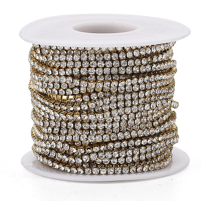 304 Stainless Steel Rhinestone Strass Chains STAS-T055-12G-B-1