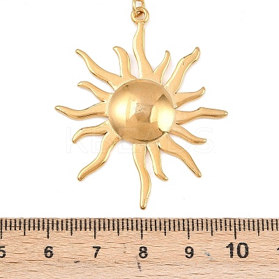 304 Stainless Steel with ABS Imitation Pearl Sun Pendant Necklaces LS-NJEW-Z107-01G-1
