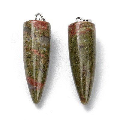 Natural Mixed Gemstone Pointed Pendants G-D040-01P-B-1