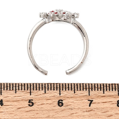Brass Micro Pave Cubic Zirconia Cuff Open Rings for Women RJEW-B160-09P-1