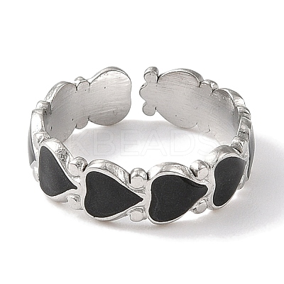 304 Stainless Steel Enamel Open Cuff Rings for Women RJEW-F166-19P-01-1