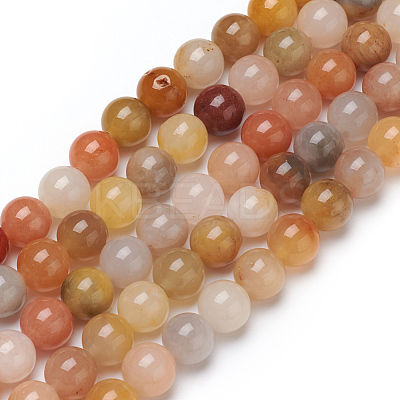 Natural Golden Silk Jade Beads Strands G-L555-05-8mm-1