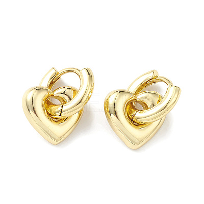 Rack Plating Brass Heart Dangle Hoop Earrings for Women X-EJEW-H135-07G-1