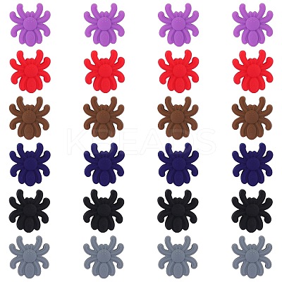 24Pcs 6 Colors Halloween Spider Food Grade Eco-Friendly Silicone Focal Beads SIL-SZ0001-25-1