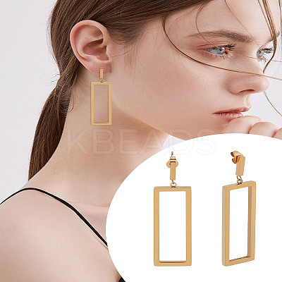 1Piar 304 Stainless Steel Dangle Stud Earrings for Women EJEW-LP0001-21G-1