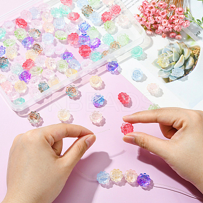 100Pcs Transparent Spray Painted Glass Beads GLAA-CJ0002-26-1