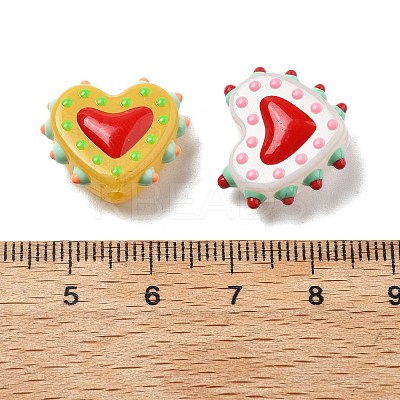Baking Paint Glass Bumpy Beads Heart LAMP-V001-07-1