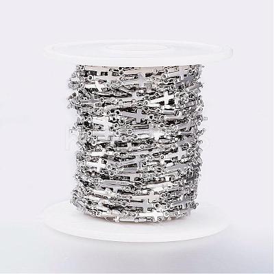 Tarnish Resistant Handmade 304 Stainless Steel Bar Link Chains STAS-G038-21P-1
