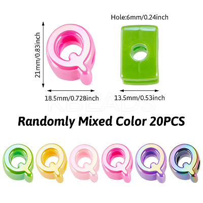 20Pcs UV Plating Opaque Acrylic European Beads OACR-TADJ0001-16Q-1