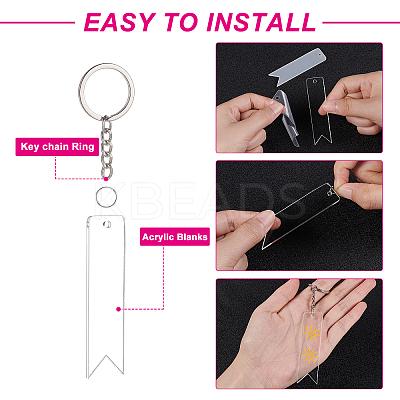 DIY Vertical Flag Acrylic Blank Pendant Keychain Making Kits DIY-BC0001-64A-1