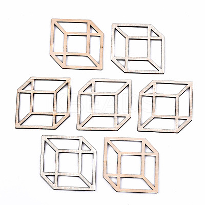 Unfinished Natural Poplar Wood Pendants WOOD-S045-116-1