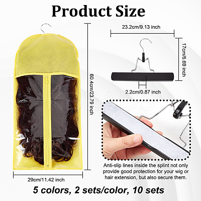 10 Sets 5 Colors Arch Shaped Cloth Hair Wig Storage Zipper Bags ABAG-OC0001-07-1