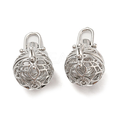 Rack Plating Brass Hollow Round Cage Pendants KK-P238-01P-1