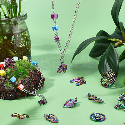 28Pcs 14 Style Rainbow Color Alloy Pendants FIND-FH0003-55-1