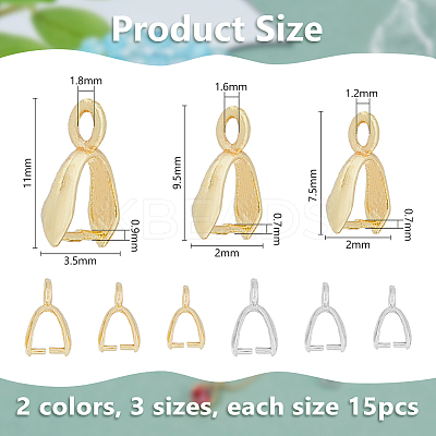 90Pcs 6 Style Rack Plating Brass Ice Pick Pinch Bails KK-DC0004-41-1