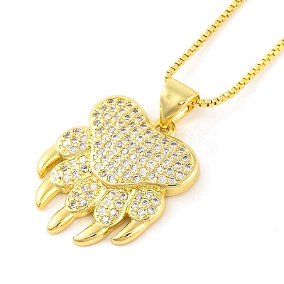 Brass Pave Clear Cubic Zirconia Pendant Necklaces for Women LS-NJEW-S430-03G-04-1