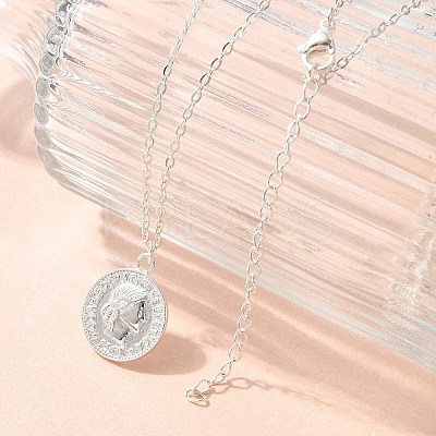 304 Stainless Steel Flat Round Cameo Pendant Cable Chain Necklaces for Women LS-STAS-Z108-02S-02-1