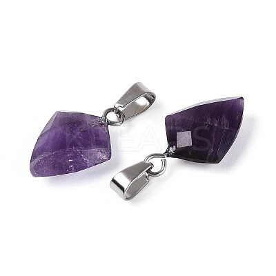 Natural Amethyst Pendants G-N349-18P-01-1