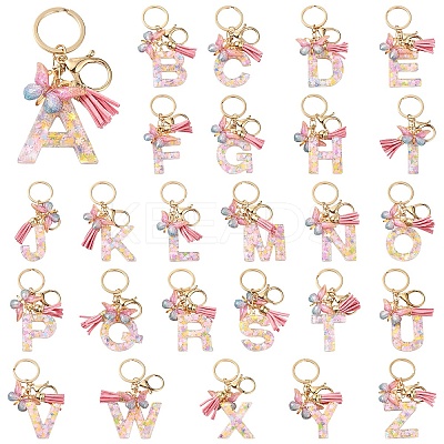 Resin & Acrylic & Faux Suede Tassel Keychain KEYC-YW00124-01-1