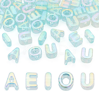50Pcs 5 Styles UV Plating Rainbow Iridescent Acrylic Beads OACR-TA0004-93A-1