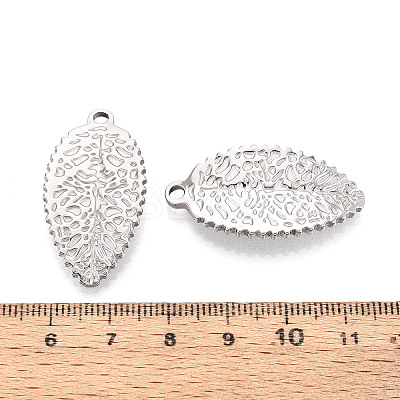 304 Stainless Steel Leaf Pendants STAS-T069-40P-1