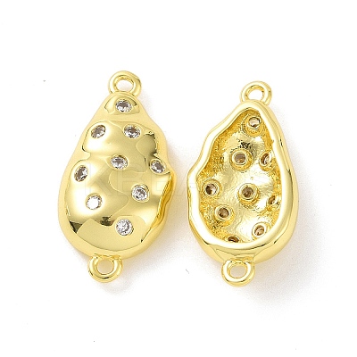 Rack Plating Eco-Friendly Brass Micro Pave Cubic Zirconia Connector Charms KK-F844-07G-1