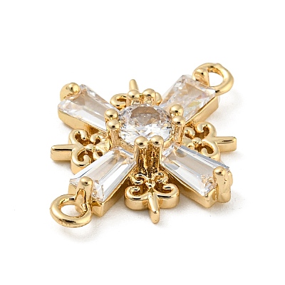 Brass Pave Clear Cubic Zirconia Connector Charms KK-G478-02F-KCG-1