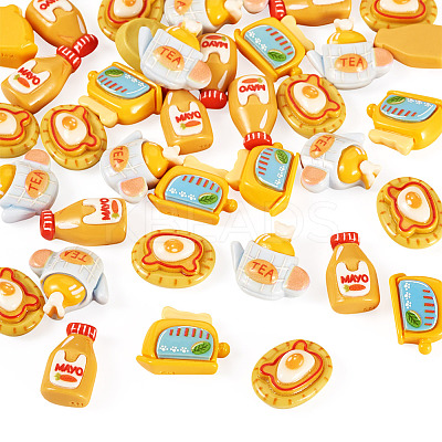 50Pcs 10 Styles Afternoon Tea Theme Opaque Resin Cabochonss RESI-TA0004-92-1