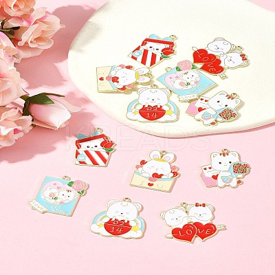 12Pcs 6 Styles Valentine's Day Alloy Enamel Pendants ENAM-FS0002-34-1