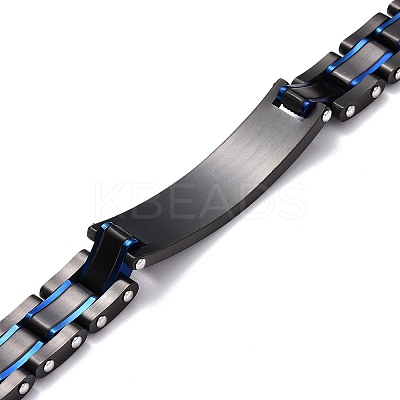 Ion Plating(IP) 304 Stainless Steel Rectangle Link Bracelet BJEW-B056-01-1