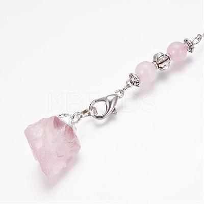 Rough Natural Rose Quartz Dowsing Pendulums PALLOY-JF00291-01-1