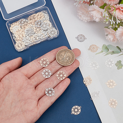 100Pcs 2 Colors Long-Lasting Plated Brass Connector Charms KK-BC0012-99-1