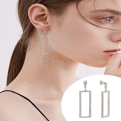 1Piar 304 Stainless Steel Dangle Stud Earrings for Women EJEW-LP0001-21P-1