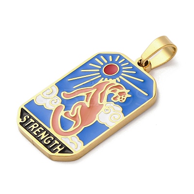 Ion Plating(IP) 304 Stainless Steel Enamel Pendants STAS-Q003-01G-02-1